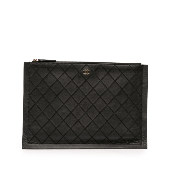Pre-Loved Chanel CC Stitched Lambskin Clutch - Picture 1 of 10